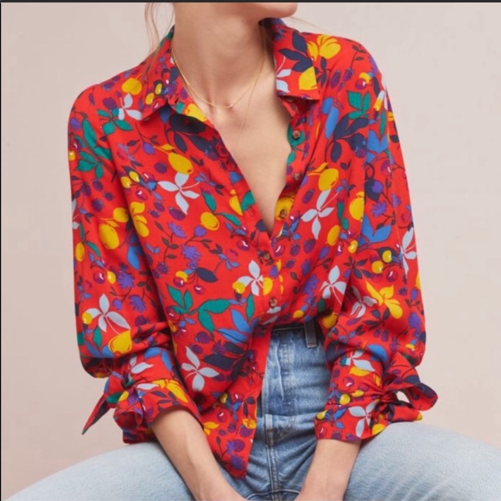 Anthropologie Maeve Fruit Blouse